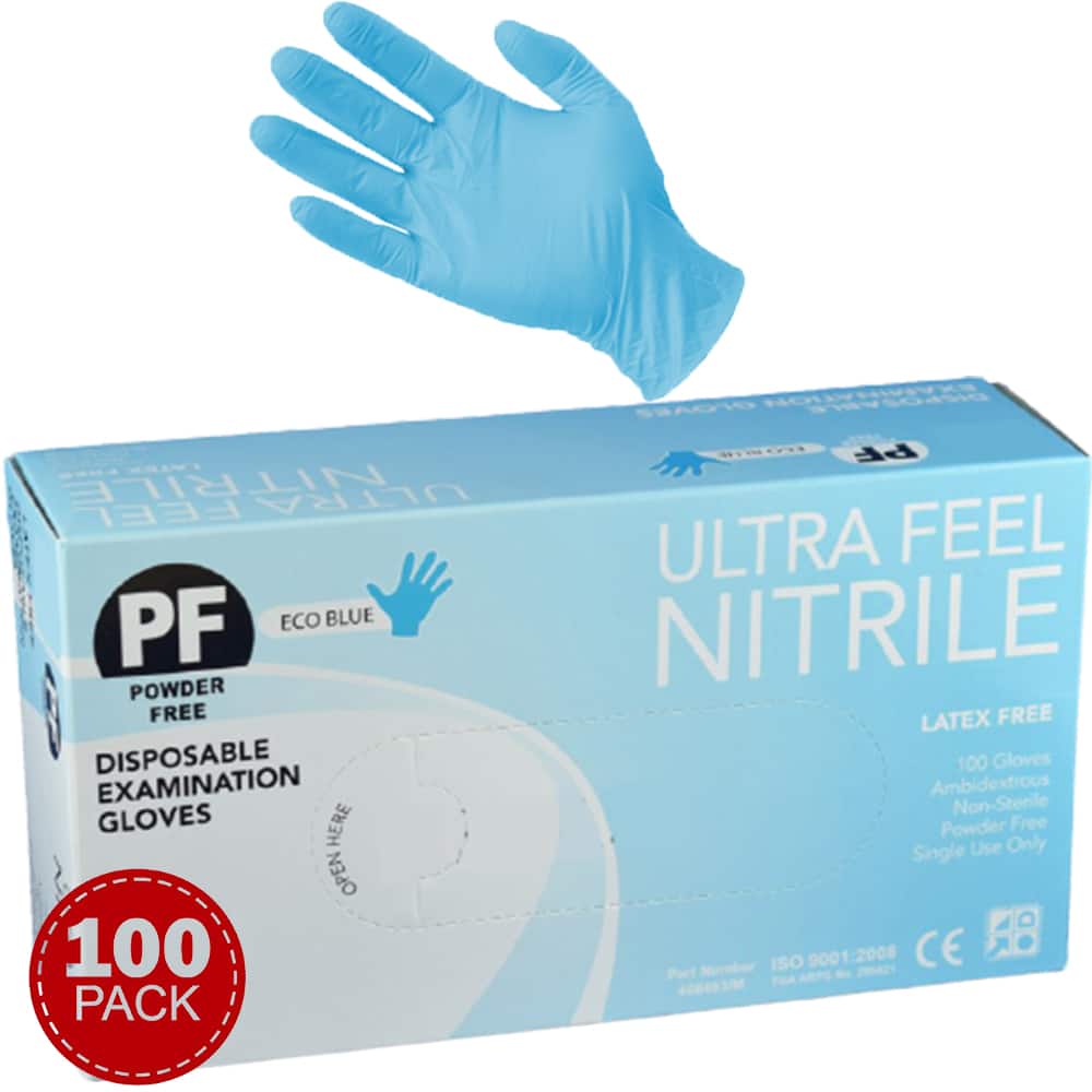 Non-Sterile Rubber Latex Free Powder Free Pack of 100 M Plemo Disposable Nitrile Gloves Ambidextrous
